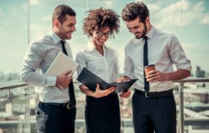 smiling small business people